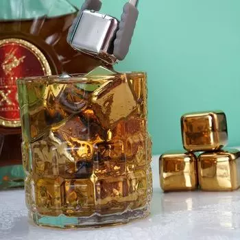Металлический ледяной камень для вина, виски, охлажденный иностранный ликер, экстремальная заморозка, кубик льда из нержавеющей стали 304