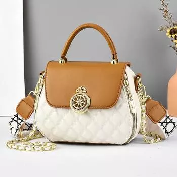 Металлический логотип Сумки-цепочки из искусственной кожи Пу Сумка с внутренним карманом на молнии Отделения для карт Женская мода