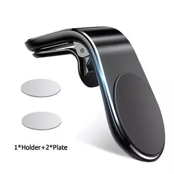 Металлический магнитный автомобильный держатель для телефона, мини-зажим для вентиляционного отверстия, магнитная подставка для мобильных смартфонов в автомобиле для iPhone 11 Pro Samsung чёрный