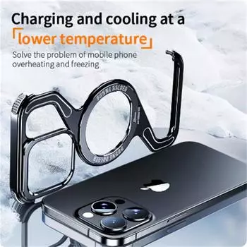 Металлический магнитный чехол для телефона iPhone 13 14 15 16 Pro Max, алюминиевая подставка, чехол для телефона, поддержка беспроводной зарядки, сплав, держатель, оболочка iPhone 16 Pro Max чёрный