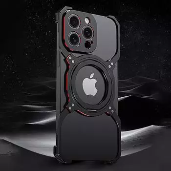 Металлический магнитный чехол для телефона MagSafe без оправы для iPhone 13 14 15 Pro Max, вращающаяся на 360 градусов подставка, металлический бампер, защитная крышка для объектива For iPhone 15