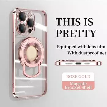 Металлический магнитный кронштейн с покрытием, прозрачный чехол для телефона для iPhone 15, 14, 13, 12 Pro Max 11, противоударный гибридный чехол из ТПУ со стеклянной пленкой для линз iPhone 14 чёрный