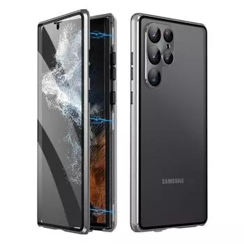 Металлический магнитный полный стеклянный чехол на 360 градусов для Samsung Galaxy S24 S23 Ultra Plus A54 5G, чехол для телефона, защитный чехол для экрана камеры, принципиально For Samsung S23