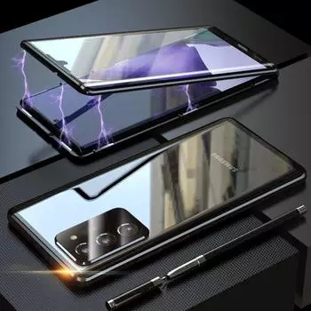 Металлический магнитный прозрачный чехол для Samsung Galaxy Note 20 Ultra S21 Plus S20 FE, чехол для телефона, защита экрана камеры, противоударный чехол For Note 20 Ultra