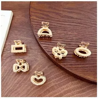 Металлический мини-коготь-зажим, золотая заколка-заколка, головной убор, когти для волос, женщины Heart-4cm