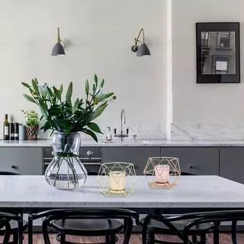 Металлический многоугольный подсвечник, геометрический, железный, простой подсвечник, декоративные поделки, подарок на новоселье, держатель для свечей чёрный