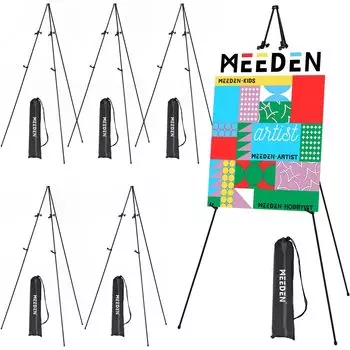 Металлический мольберт MEEDEN для демонстрации, высота 160 см, складной, 3-х уровневый, легкий, с сумкой для хранения, треножный мольберт, подставка для мольберта для мероприятий, грузоподъемность, набор чёрный