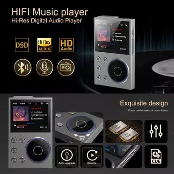 Металлический MP3-плеер Bluetooth Lossless DSD High Definition Портативный HiFi цифровой аудиоплеер со встроенной памятью 16 ГБ Walkman серебряный
