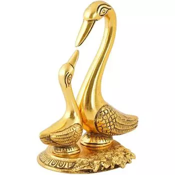Металлический набор уток или пара лебедей, ручная работа, ручная работа для домашнего декора, подарочный предмет, декоративный экспонат - 14 см (Алюминий, Золото)