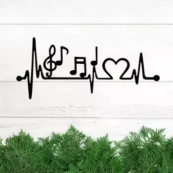 Металлический настенный декор - Ekg Music Wall Art. Музыкальный декор для гостиной. Искусство любви к ритму ЭКГ меломана. Домашний декор. чёрный