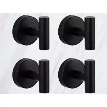 Металлический настенный крючок 4 шт., с монтажным комплектом, для ванной комнаты, коридора и кухни 4 PCS чёрный