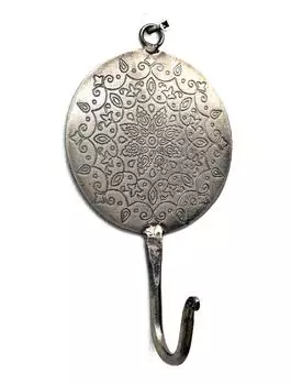 Металлический настенный крючок со сплошной гравировкой, Никель, Iron Round 1 Hanger Hook, John Molly Decor&Gifts