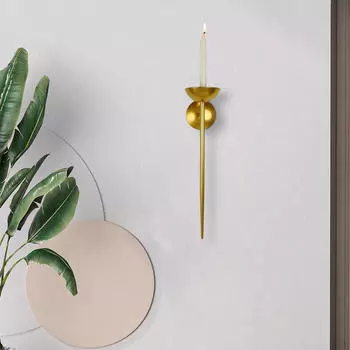 Металлический настенный светильник-свеча, декоративный, золотистого цвета, простая сборка, для украшения домашнего офиса, высота 18 дюймов