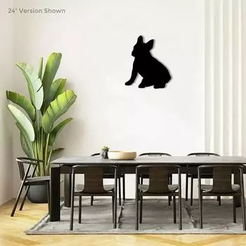 Металлический настенный знак «Французский бульдог» — элегантный настенный декор в виде силуэта собаки, художественная работа из железа и подвесной настенный акцент для любителей собак светло-серый