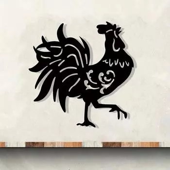 Металлический настенный знак Pride Rooster Decor | Декор для спальни | Домашний декор для дома и улицы Подарки | Металлическое настенное искусство Садовое украшение для фермы чёрный