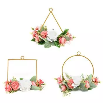 Металлический обруч венок гирлянда украшение для дома гирлянда свадебный букет настенная подвеска для входной двери Round