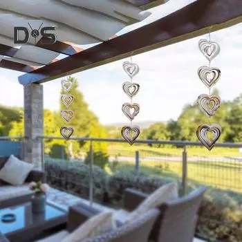 Металлический отражатель птиц, вращающийся спиннер, двухсторонний, с высокой отражающей способностью, для использования в помещении, на открытом воздухе, в саду, во дворе, на ферме, висит, сердце любви, спиральное украшение для отпугивания птиц C