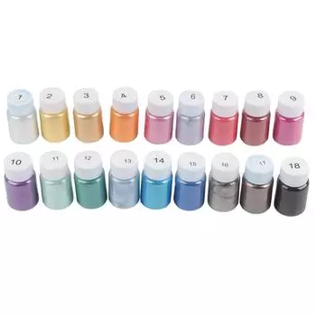 Металлический пигментный порошок 18 цветов безопасный безвредный порошок слюды металлические пигменты для поделок своими руками смола