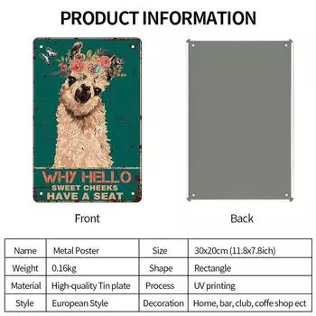 Металлический плакат с портретом животного Hello Metal Signs Donkey Tin Signs Metal Plates Plaque Wall Sticker House Club Home Wall Decoration 20x30cm
