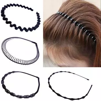 Металлический/пластиковый волнистый обруч для мужчин и женщин, волнистые аксессуары для волос, модная эластичная 1 шт., спортивная резинка для волос, уникальная 4