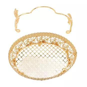 Металлический поднос для еды с ручкой в европейском стиле, винтажная сервировочная корзина для фруктов, закусок и т. д.