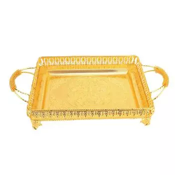 Металлический поднос для еды, закусок, фруктов, европейский стиль, прямоугольное праздничное декоративное блюдо, золото