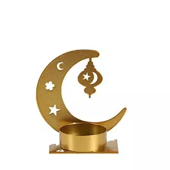 Металлический подсвечник Eid Mubarak Moon Castle Eid Mubarak Ramadan Decoration Candle Holder Gold