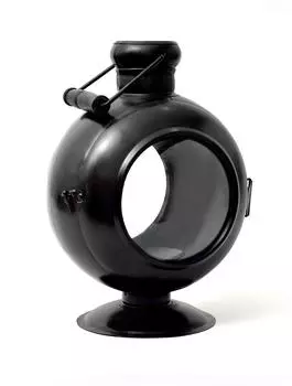 Металлический подсвечник-фонарь со стеклянными окошками с деревянной ручкой, Черное покрытие, Iron Kudia Lantern Black, John Molly Decor&Gifts