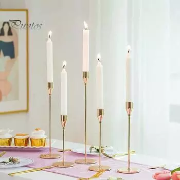 Металлический подсвечник, настольный подсвечник для высоких конических свечей, современный домашний декор, подсвечник, центральный элемент стола для обеденных вечеринок S золотистый