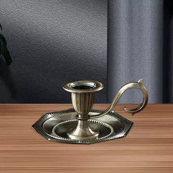 Металлический подсвечник с ручкой для свадеб и мероприятий бронзовый