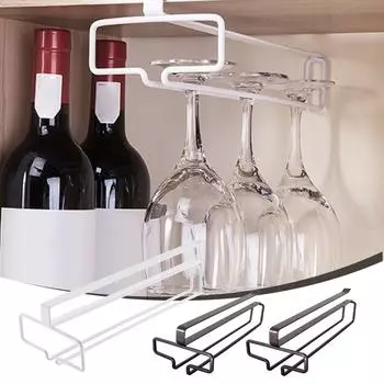 Металлический подвесной держатель для бокалов для вина, прочный, устойчивый, для ресторана и дома чёрный