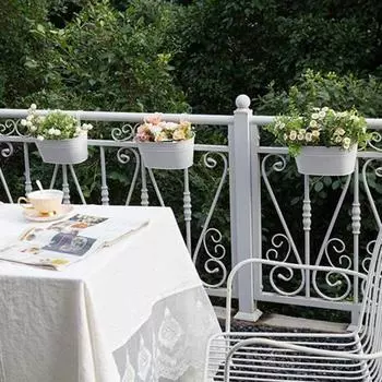 Металлический подвесной кашпо для оконных цветов, держатель для растений с дренажными отверстиями, съемные двойные крючки светло-синий