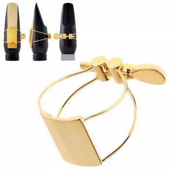 Металлический позолоченный лигатурный зажим для мундштука для тенор-саксофона с пластиковым колпачком для тенор-саксофона