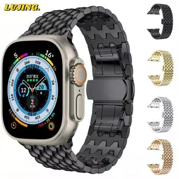 Металлический ремешок для Apple Watch Band Ultra 2, 49 мм, 9, 8, 7, 45 мм, 41 мм, браслет для iWatch Series 6, 5, 4, 3 SE 2, 44 мм, 40 мм, 42 мм, 38 мм, ремешок