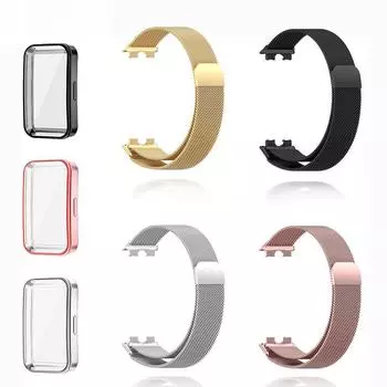 Металлический ремешок для браслета Samsung Galaxy Fit 3 с защитным чехлом для экрана, мягкий сменный ремешок из ТПУ, миланский магнитный ремешок для часов
