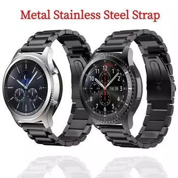 Металлический ремешок для часов для Samsung Galaxy Watch 46 мм/Huawei Watch GT2/Amazfit GTR 47 мм Спортивный стальной браслет Браслет для ремешка 22 мм 20 мм 20mm чёрный