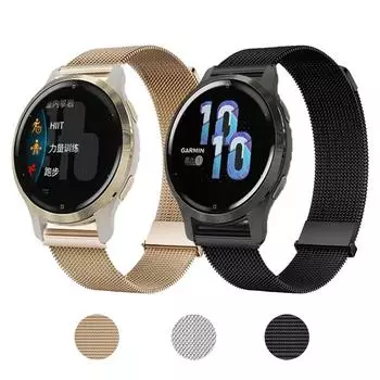 Металлический ремешок для часов Garmin Venu 2S/3S Band Quick Release подходит для мужчин и женщин Аксессуары для часов Garmin Vivoactive 4s 18 мм For Venu 2S 3S чёрный
