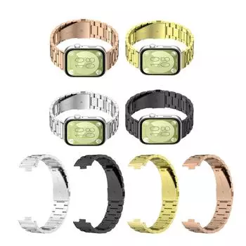 Металлический ремешок для часов из нержавеющей стали, ремешки для часов Fit 3, несколько цветов (Серебро,Черный,Розовое золото,Золото) серебряный