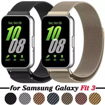 Металлический ремешок для Samsung Galaxy Fit 3 из нержавеющей стали, магнитный ремешок для ремня, ремешок для часов, аксессуары для Samsung Galaxy Fit 3 for Samsung Galaxy Fit 3 серебряный