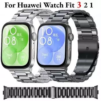 Металлический ремешок для умных часов Huawei Watch Fit 3, браслет из нержавеющей стали, ремешок для Huawei Watch Fit 2 1, аксессуары Correa Huawei Watch Fit 3 серебряный