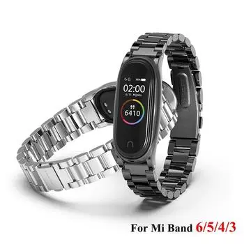 Металлический ремешок для Xiaomi Mi Band 6 5 4 3 браслет из нержавеющей стали на Mi Band 4 Correa Miband Xiomi Bend Xaomi браслет аксессуары NFC For Mi Band 5 серебряный