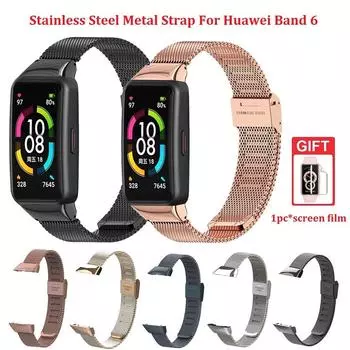 Металлический ремешок из нержавеющей стали для Huawei Band 6/Band 6 Pro Honor Band 6, сменный ремешок для браслета