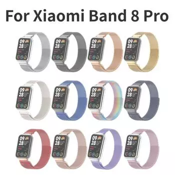 Металлический ремешок-петля для Xiaomi Mi Band 8 Pro, быстросъемный магнитный браслет из нержавеющей стали, аксессуар для MiBand 8Pro For Xiaomi Band 8 Pro серебряный
