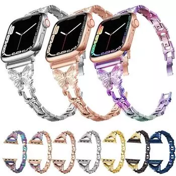 Металлический ремешок с бриллиантами для Apple Watch Ultra 49 мм, ремешок Correa 38/40 мм, 42 мм, 44 мм, браслет Iwatch серии 8, 7, 6 SE, 5, 4, 41 мм, 45 мм, женский браслет