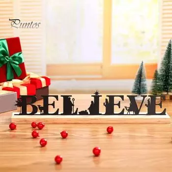 Металлический рождественский знак с деревянной основой, черное украшение для сцены Рождества, религиозное христианское настольное украшение для рождественского стола, декор для полки домашнего стола C