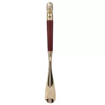 Металлический рожок для обуви в виде головы льва, деревянная длинная ручка, подъемник для обуви, ложка, инструмент, коричневый, 49 см