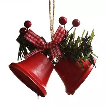 Металлический рожок колокольчик елочные украшения прочные милые елочные подвески для свадьбы красный