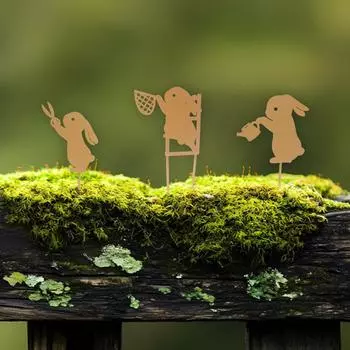 Металлический садовый декор, набор из трех предметов, декор для дома и сада, силуэтная скульптура One Size