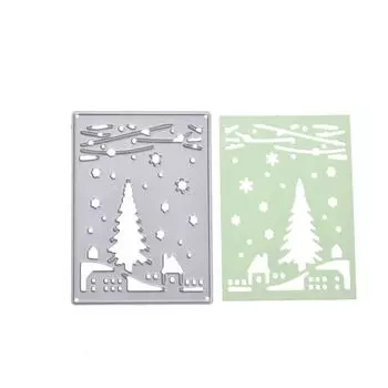 Металлический серебристый трафарет прямоугольная рамка рождественская елка фон тиснение вырубные штампы для скрапбукинга бумага альбом карты изготовление серебряный