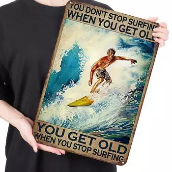 Металлический серфинг жестяная вывеска прямоугольная железная картина настенная декор для домашнего бара 30x40 см